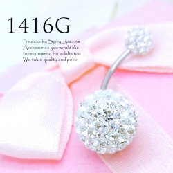 ［14G16G］大粒クリスタルダブルラインストーンシャフトへそピアス耳たぶボディピアス0204