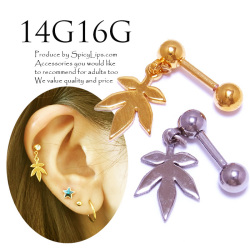 ［16G14G］おしゃれに決まる！COOLメタルガンジャデザイン軟骨ピアスボディピアス 0185