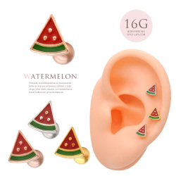 ［16G ］フルーツ 好きな人にオススメ！お洒落でかわいい スイカ モチーフ ストレート 軟骨ピアス ヘリックス ボディピアス 0180tss