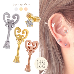 14g 16g 程よいサイズ感で大人かわいい遊び心 ハート Key アンテナヘリックス 軟骨