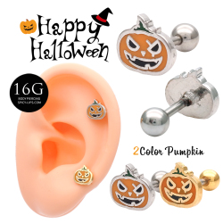 ◆～ハロウィン限定商品～◆［16G］可愛すぎてごめんなさい♪ハロウィン モチーフ パンプキン かぼちゃ★ ストレート 軟骨ピアス ヘリックス ボディピアス 0663