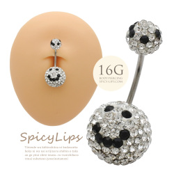 【11月新作】[16G ] 送料無料！POPでCUTE！！キラキラ360度可愛い大粒パヴェスマイル♪クリスタルカラー♪ ダブルジュエル 耳たぶ へそピアスボディピアス 0749