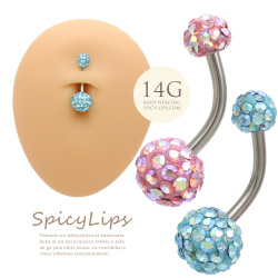 【11月新作】[14G ]コーデの可愛いポイントに♪パステル ダブル パヴェボール へそピアス ボディピアス 0304