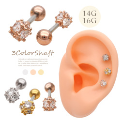 ［14G 16G ］どこから見ても可愛い スタイリッシュな6面キュービック デザイン ストレート 軟骨ピアス ヘリックス ボディピアス 0191