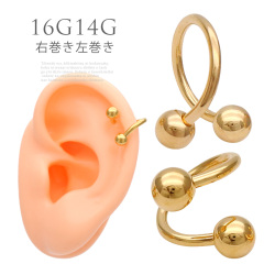 ［16G14G］シンプルラインは艶感で勝負GOLDスパイラルシャフト軟骨ピアスボディピアス G-20