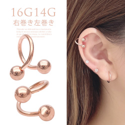 ［16G14G］リクエストに応えてピンクゴールド仲間入り★スパイラルシャフト軟骨ピアスボディピアス P-20