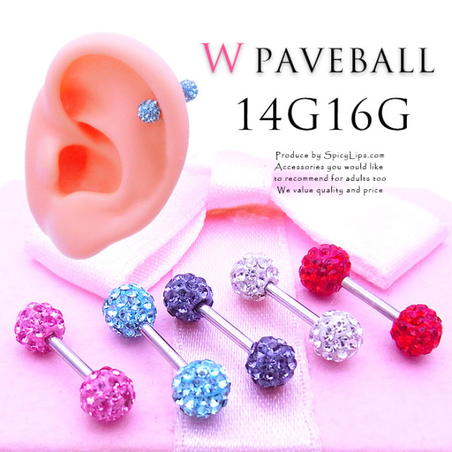 16G14G］雑誌ar掲載ラインストーンダブルジュエル軟骨ピアスボディ