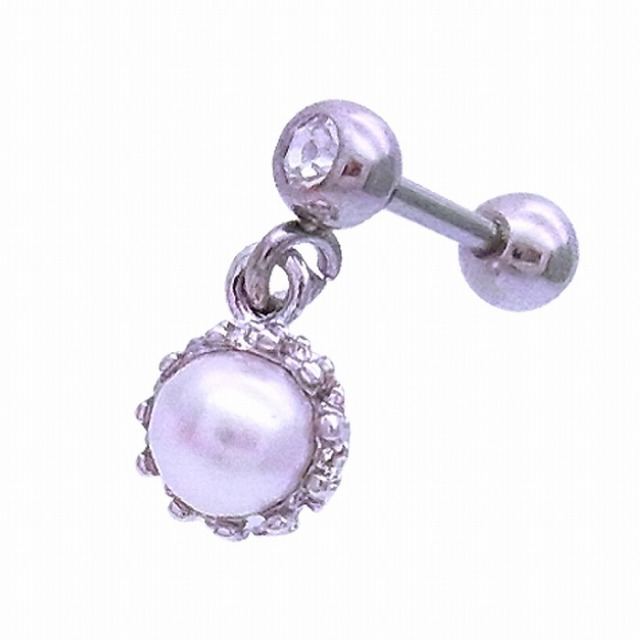 16G14G］ゆらゆら揺れる度上品に艶めく。1粒パールモチーフ耳たぶにも