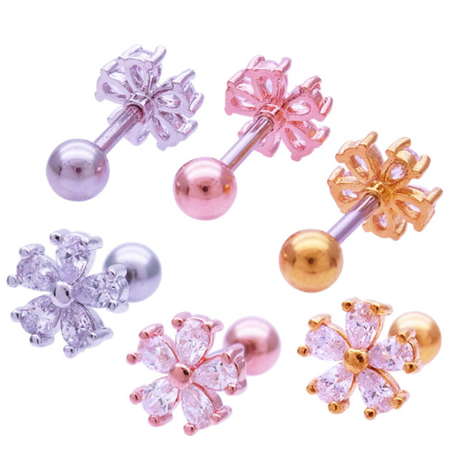 14G 16G］清楚で上品な印象のキュービックジルコニアフラワー お花