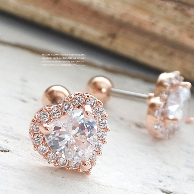 14G 16G ］上質なキュービックを使用した大粒ハート。愛らしい上品な