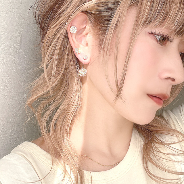 16G］淡い色使いが冬気分を盛り上げる極艶パヴェ4サイズ展開軟骨ピアス