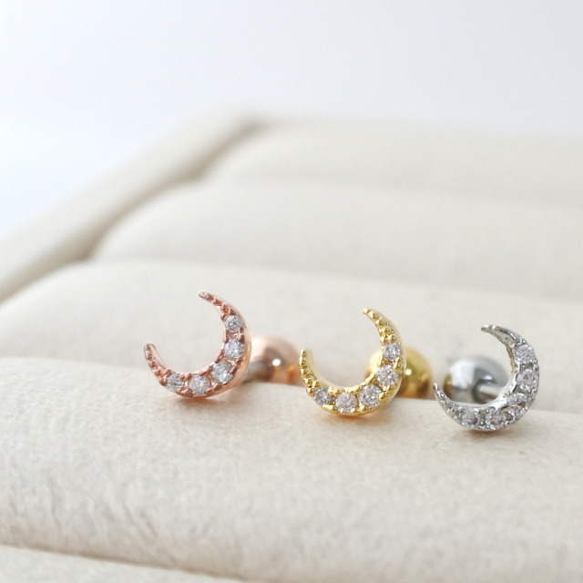 14G 16G ］繊細に輝く大人かわいいい ちび MOON ジュエルストレート
