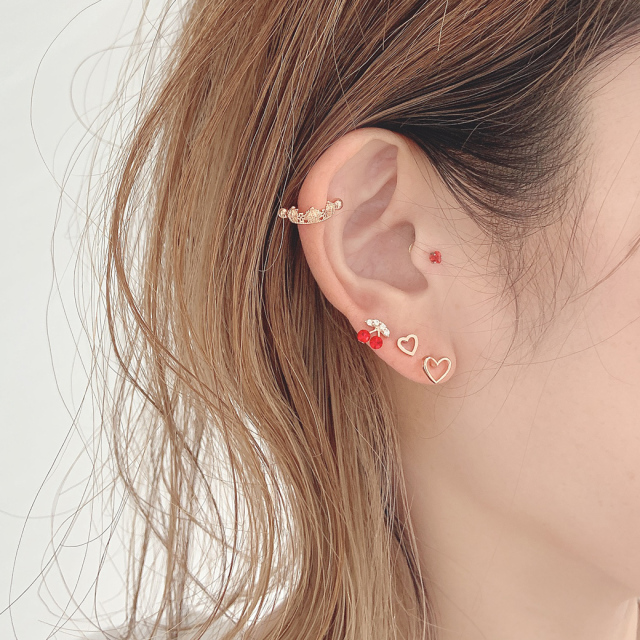 16G］ちびクラウン ×ちびクロス 繊細なデザイン シールドバーベル