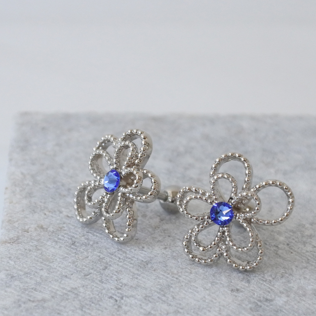 14G 16G ］存在感のある大きさが可愛い繊細なミル打ち風フラワー