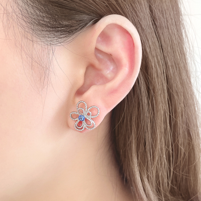 14G 16G ］存在感のある大きさが可愛い繊細なミル打ち風フラワー