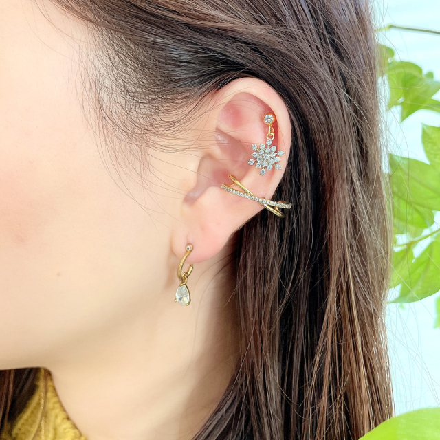 16G］繊細に輝いて大人かわいい♪キュービックジルコニア イヤーカフ