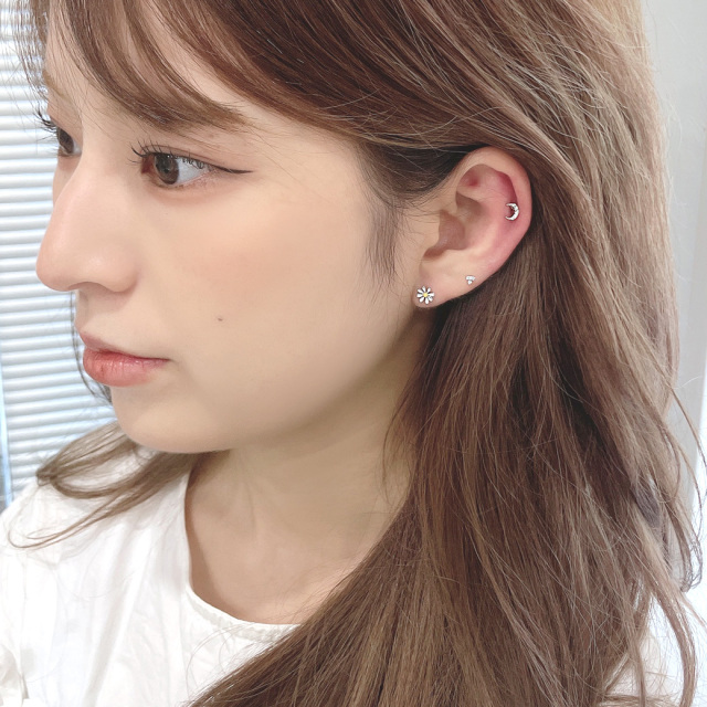 白妙◆一点物✧希少✧ピンクオパラズドウッドピアス ♡全10色♡薔薇の一粒ピアス(小6㎜) No.100－B - MARINKO-CHII'S