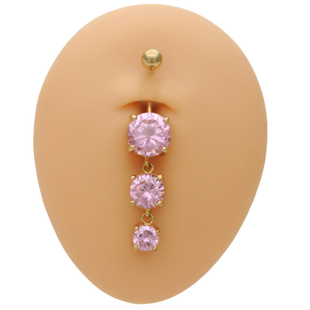 14G ]当店人気☆豪華大粒3連ダイヤGボディピアス0088