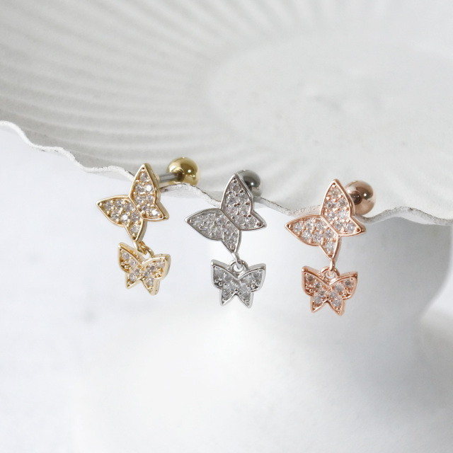 14G 16G ］連れて歩きたくなる可愛さ♪ ゆらゆら揺れる2連 バタフライ