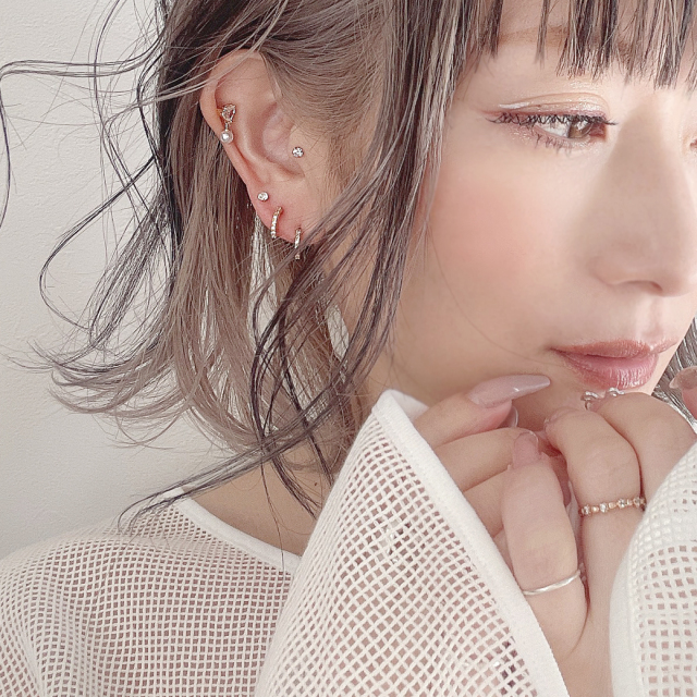 14G 16G ］上品 さと可愛らしさを兼ね備えたハート ×パール ジュエル