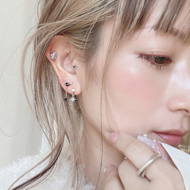 16G ］華奢だから合わせやすさ抜群 BLACK ハート ×スター