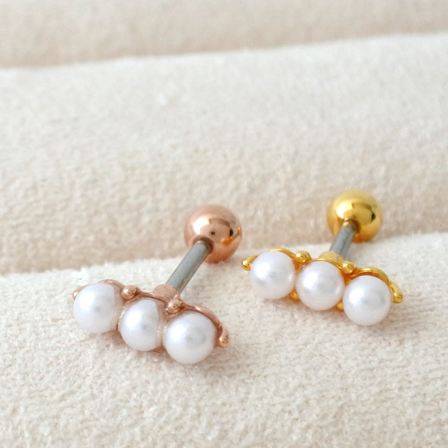 16G ］小粒 3連 デザイン ストレート 軟骨ピアス ヘリックス ボディ