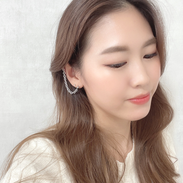 16G］ チェーン 2ホール ストレート 軟骨ピアス ヘリックス ボディ