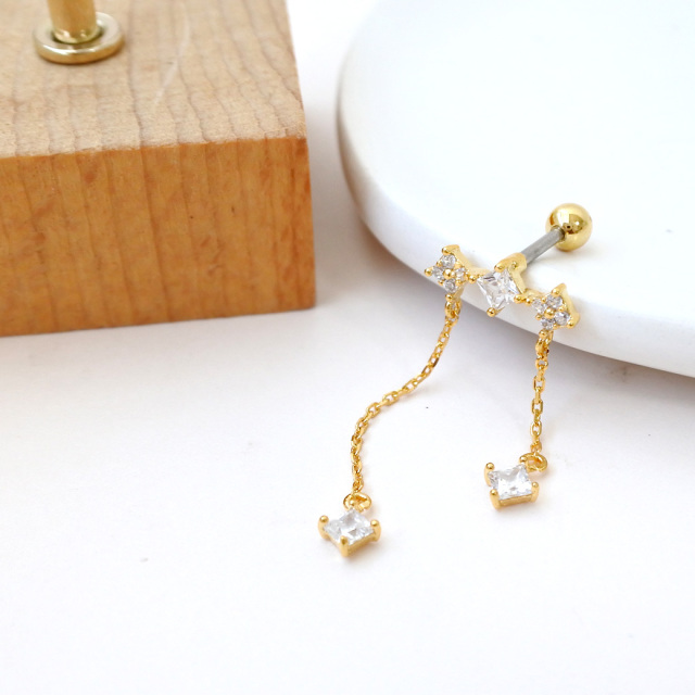 14G 16G ］洗練されたCZ ダイヤ モチーフ 繊細なチェーン が揺れる