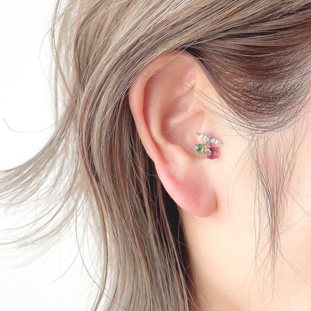 【1番人気！】レッド♡ボンボンピアス さくらんぼピアス ワインレッド | COTTONCANDY