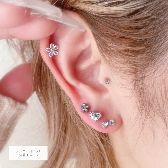 リボン ×ハート が可愛い♪ 大人ガーリー デザイン ちび ストレート
