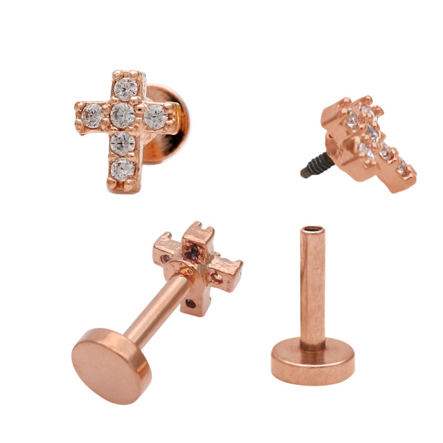 16G］ちびちびクロスCZ キュービックジルコニア インターナル トラガス
