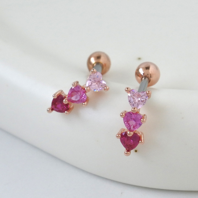 14G 16G ］ゆるいカーブを描いたハート デザイン ピンクの