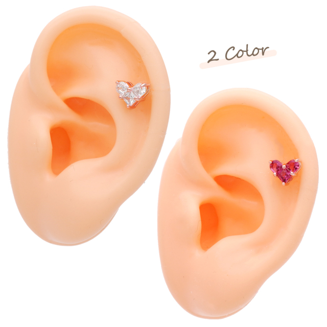 16G 14G ］キュービックジルコニア ハート 軟骨ピアス ボディピアス