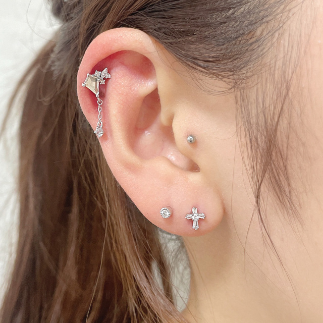 14G 16G ］並べて着けても、とっても可愛い♪ちび CZ クロス