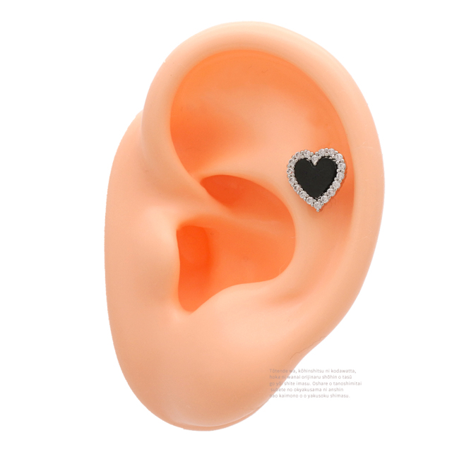 14G 16G ］甘すぎない BLACK ハート heart ストレート 軟骨