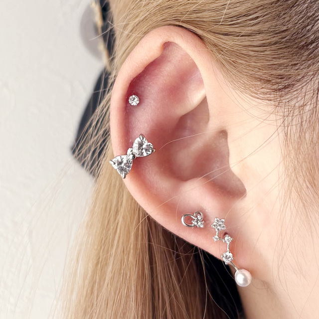 14G 16G ］存在感のあるサイズ感が可愛い♪ リボン ジュエルストレート