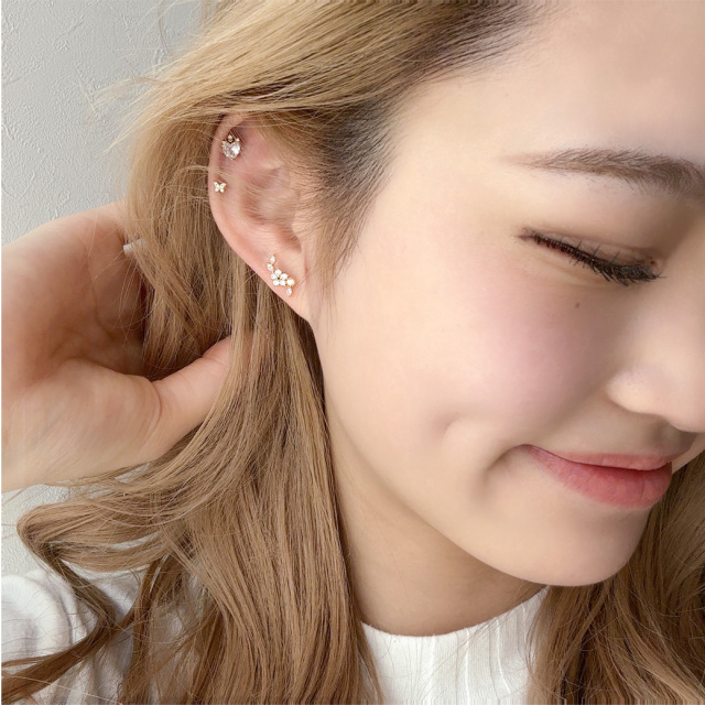 14G 16G ］繊細なデザインが大人可愛いフラワー リーフ デザイン