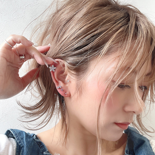 14G 16G ］程よいサイズ感が上品 で愛らしい リボン モチーフ