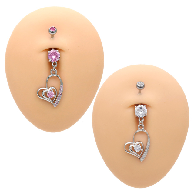 14G ] オープン ハート ダブル heart キュービックジルコニア