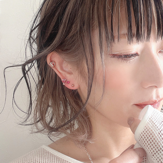 ★ ★ラウンド オーガニック シェイプ ピアス SJX W】LAB-GROWN DIAMOND (SYNTHETIC DIAMOND) SEMI NUDE
