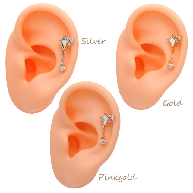 14G 16G ］チェーン ビジュー チャーム ストレート 軟骨ピアス