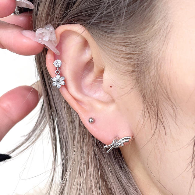 OUFER へそリング 14K ソリッドホワイトゴールド へそリング ハート ソリティア キュービックジルコニア へそリング へそリ 14G  ]上品さと可愛らしさを兼ね備えた トリプルハート デザイン Heart キュービックジルコニア へそピアスボディピアス ［ピンクゴールド ］1023  ... Vsnnsns 14G へそリング ピアス ジュエリー 316L ステンレススチール サージカルスチール ハート CZ オパール バ