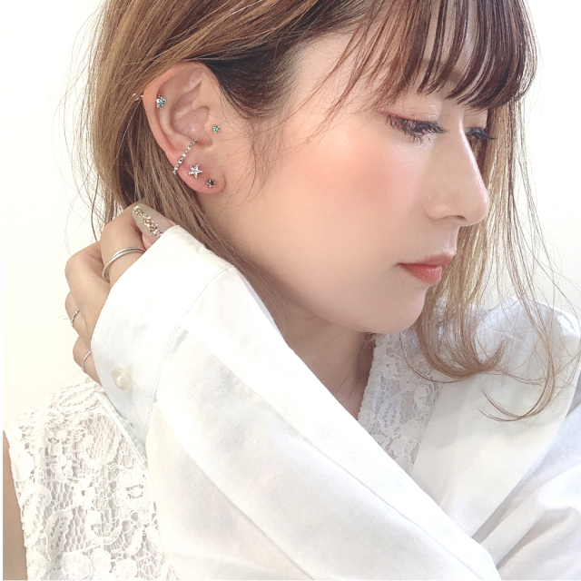 16G 14G］ ちび スター メタル star ストレート 軟骨ピアス