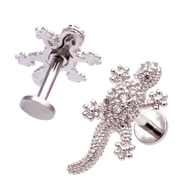 16G］トラガス にもとかげ トカゲ インターナル軟骨ピアスボディピアス