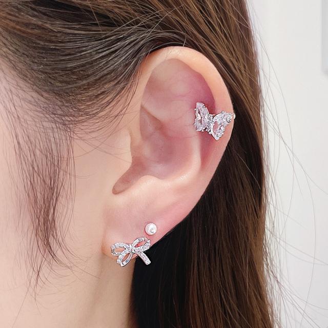 14G 16G ］選べる内径6mm8mm！1点で充分可愛い バタフライ ジュエル