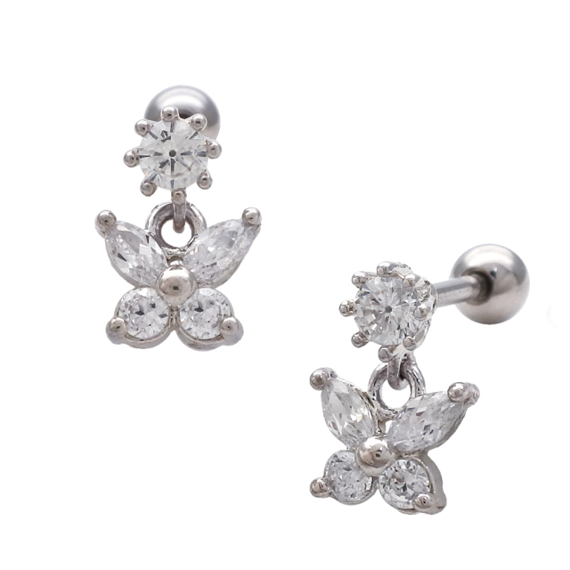 K18YG キュービックジルコニア　ピアス　バタフライ ゆうパケット】ピアス 金属アレルギー ニッケルフリー 18k