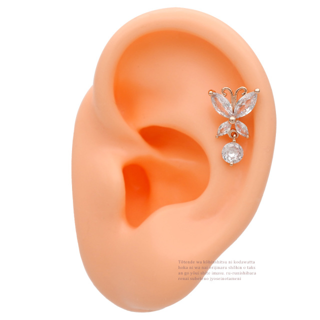 14G 16G］◇SPICYLIPSオリジナル◇ゆらゆら揺れるバタフライ×一粒CZ