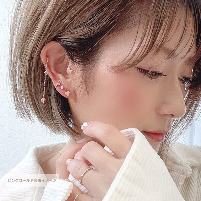 16G ］揺れるチャームが印象的なキューブ×チェーンデザイン サージカル