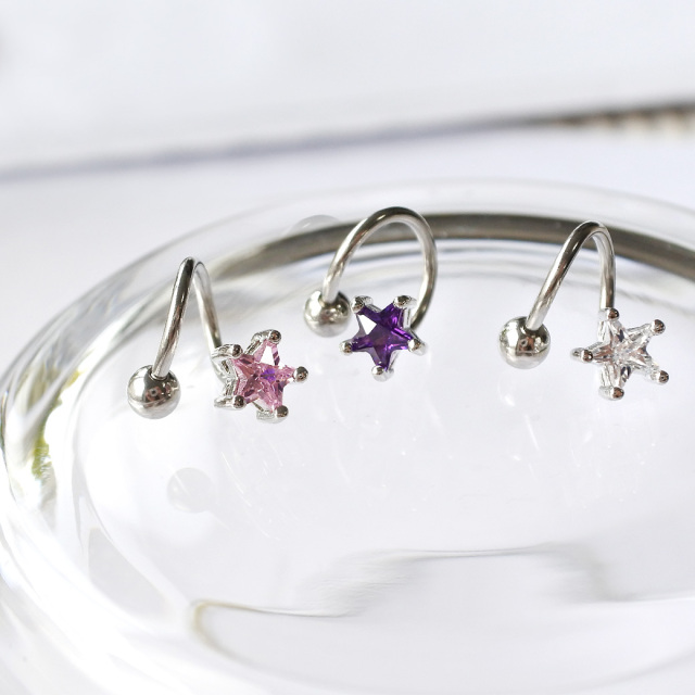 14G 16G ］お洒落の鮮度をあげる。キュービックジルコニアスター  