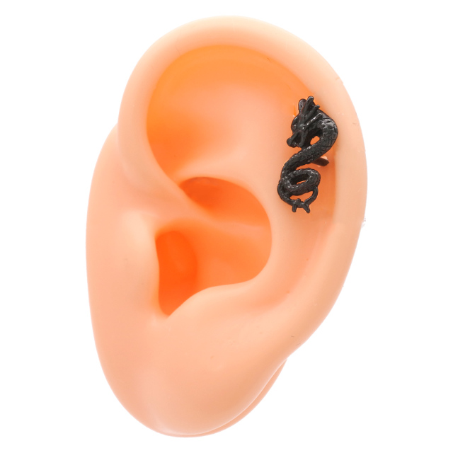 16G］BLACK ユニセックスで楽しめる個性派軟骨ピアス。繊細なデザイン